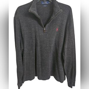 Polo Ralph Lauren Mens Estate Rib 1/4 Zip Pullover Sweater Charcoal Gray Sz L